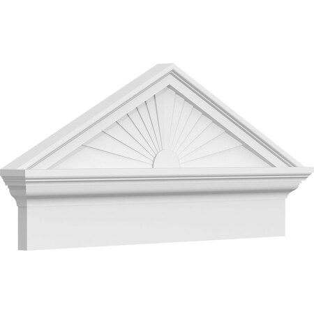Ekena Millwork Peaked Cap Sunburst Architectural PVC Combination Pediment, 30"W x 14-3/8"H x 2-3/4"P (Pitch 6/12) PEDPC030X145PKC01